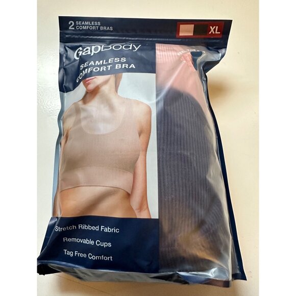 GapBody Women 2-Pack Pink/Navy Stretch Rib Tag Free Seamless Comfort Bras XL NIP - Picture 2 of 3